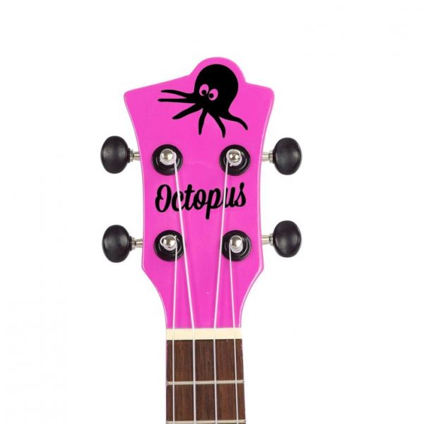 Octopus pink soprano ukulele headstock