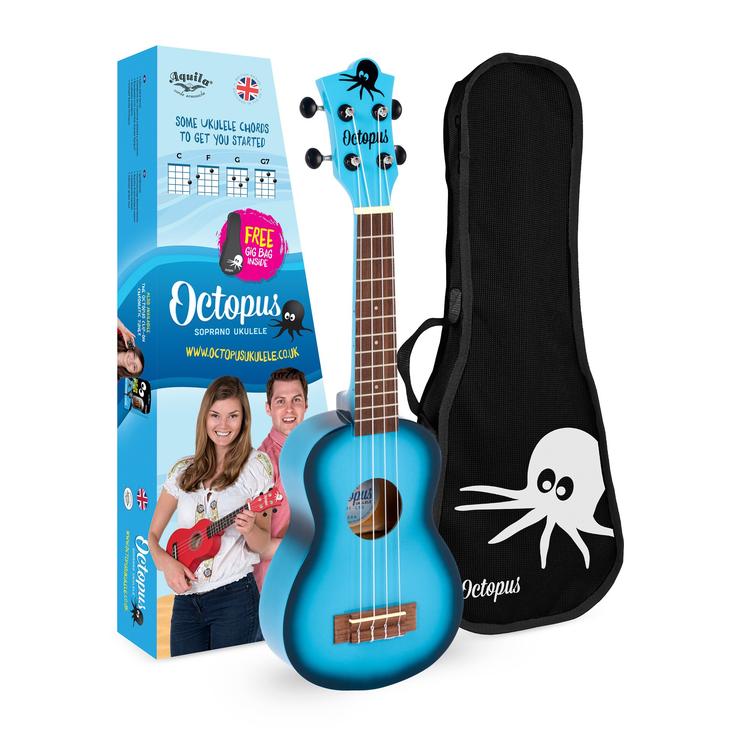 Octopus blue burst soprano ukulele