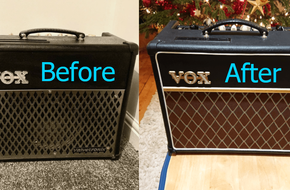 Before and after- Vox custom Valvetronix AC30 style mod