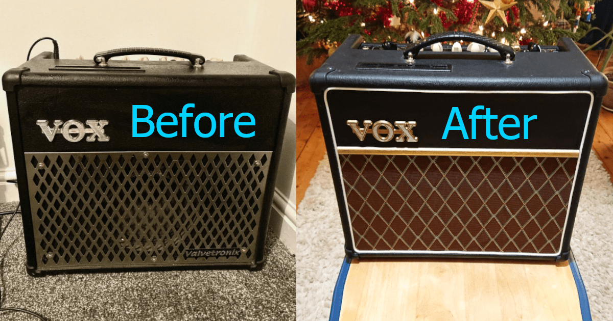 Before and after- Vox custom Valvetronix AC30 style mod