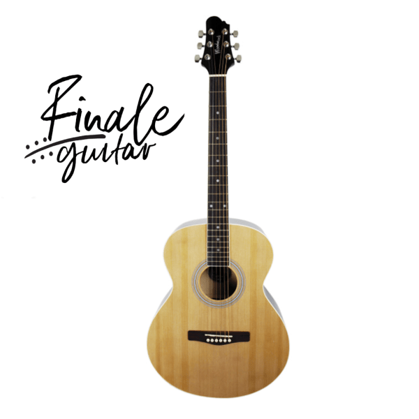 Full size left handed Woodstock beginner acoustic guitar for sale in our Sheffield guitar shop Finale Guitar