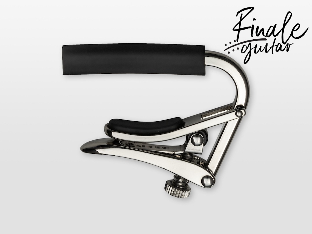 Shubb C1 mechanical guitar capo (polished nickel) for sale in our Sheffield guitar shop. Finale Guitar