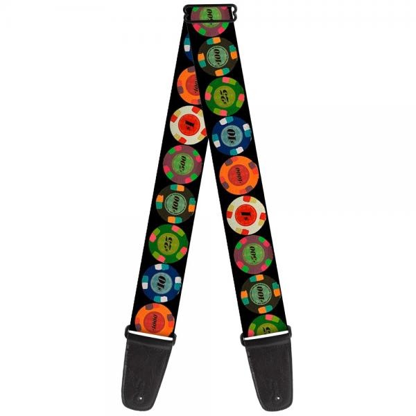 Buckle Down poker chips acoustic or electric guitar strap for sale in our Sheffield guitar shop